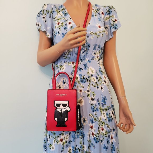 NWT KARL LAGERFELD Cute Red MAYBELLE bag. - Picture 12 of 17